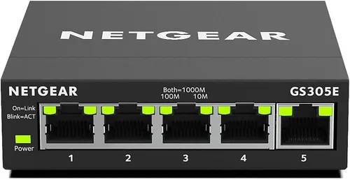 NETGEAR - Conmutador Easy Smart Managed Essentials Gigabit Ethernet de 5 puertos - Para escritorio o pared, hub de red doméstica, bifurcador