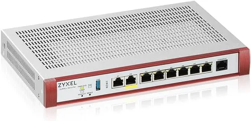 Zyxel Firewall de seguridad cibernética USGFLEX200HP | 6.5 Gbps, hasta 100 usuarios | Paquete de seguridad UTM de 1 año | 6X Gigabit + 2 puertos