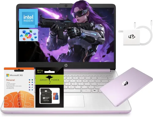 HP Portátil de 14 pulgadas, procesador Intel N150 (Beat i3) 4 GB de RAM 256 GB de almacenamiento (128 GB UFS + tarjeta SD de 128 GB) 1 año Office